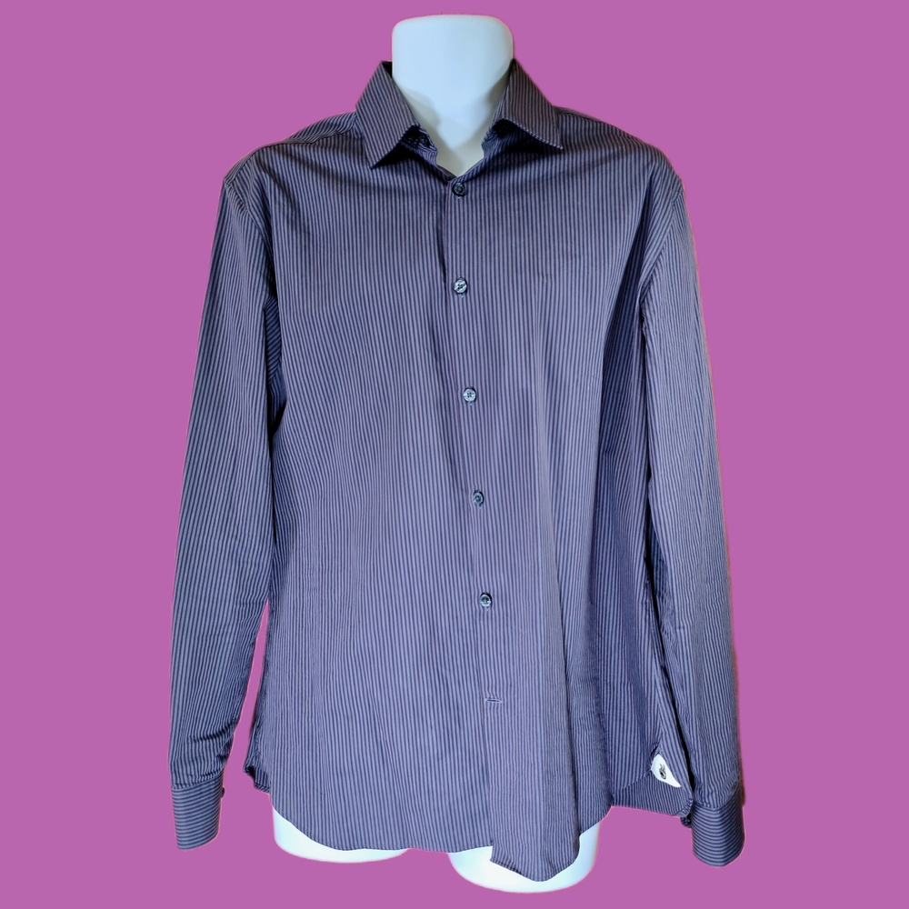 Men's Purple Striped Shirt - Picture 2 of 6